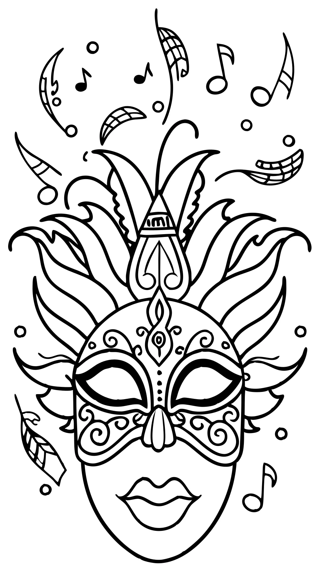 Página para colorear de Mardi Gras Mask